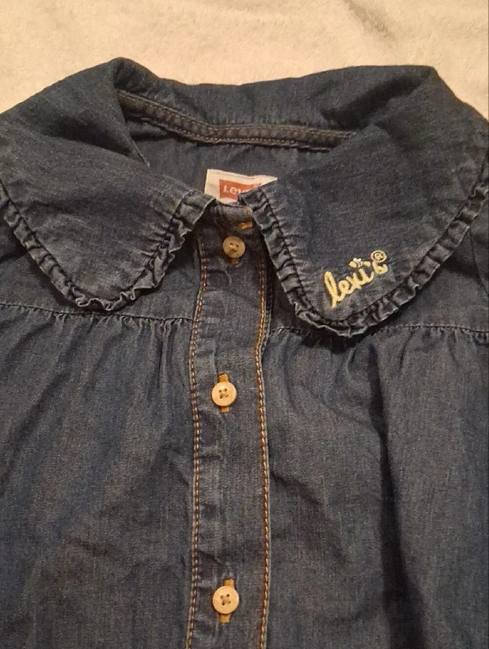 Levi's 2t Girls Dark Blue Denim Top with Peter Pan Collar And Cord Leggings
